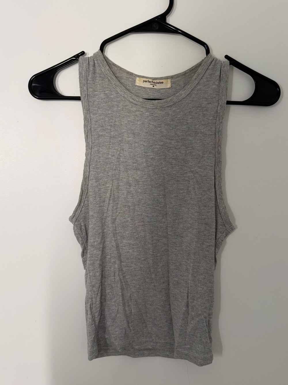 perfectwhitetee Gray Ribbed Sleeveless Tank